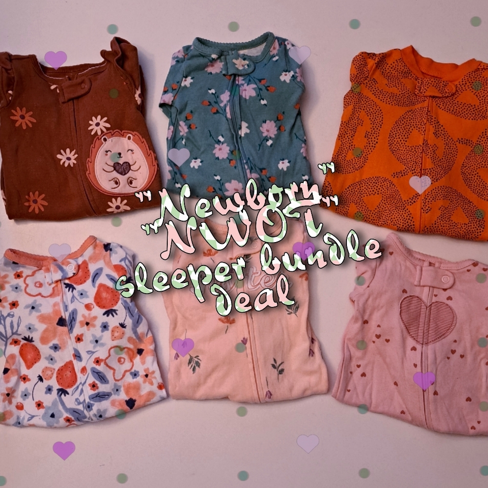 "Newborn" "NWOT" baby girl sleeper bundle 👶🍓